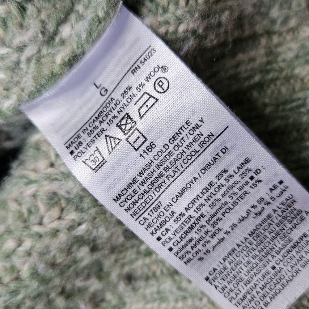 Old Navy Large Green Melange Cozy Shaker-Stitch Pullover Turtleneck Sweater - Picture 5 of 7